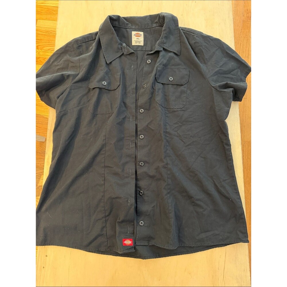 Dickies Men's Button-Down Short Sleeve Shirt - Black